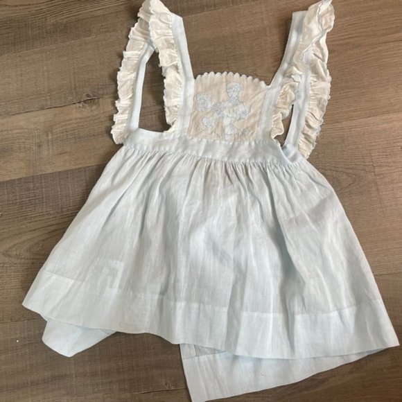 Vintage 40's 50's Handmade Blue Embroidered Baby Jumper - Picture 2 of 9